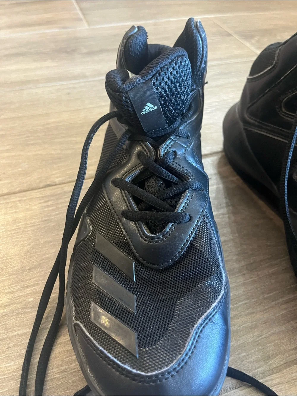 adidas Kids Black High-Top Sneakers with Subtle Teal Logo